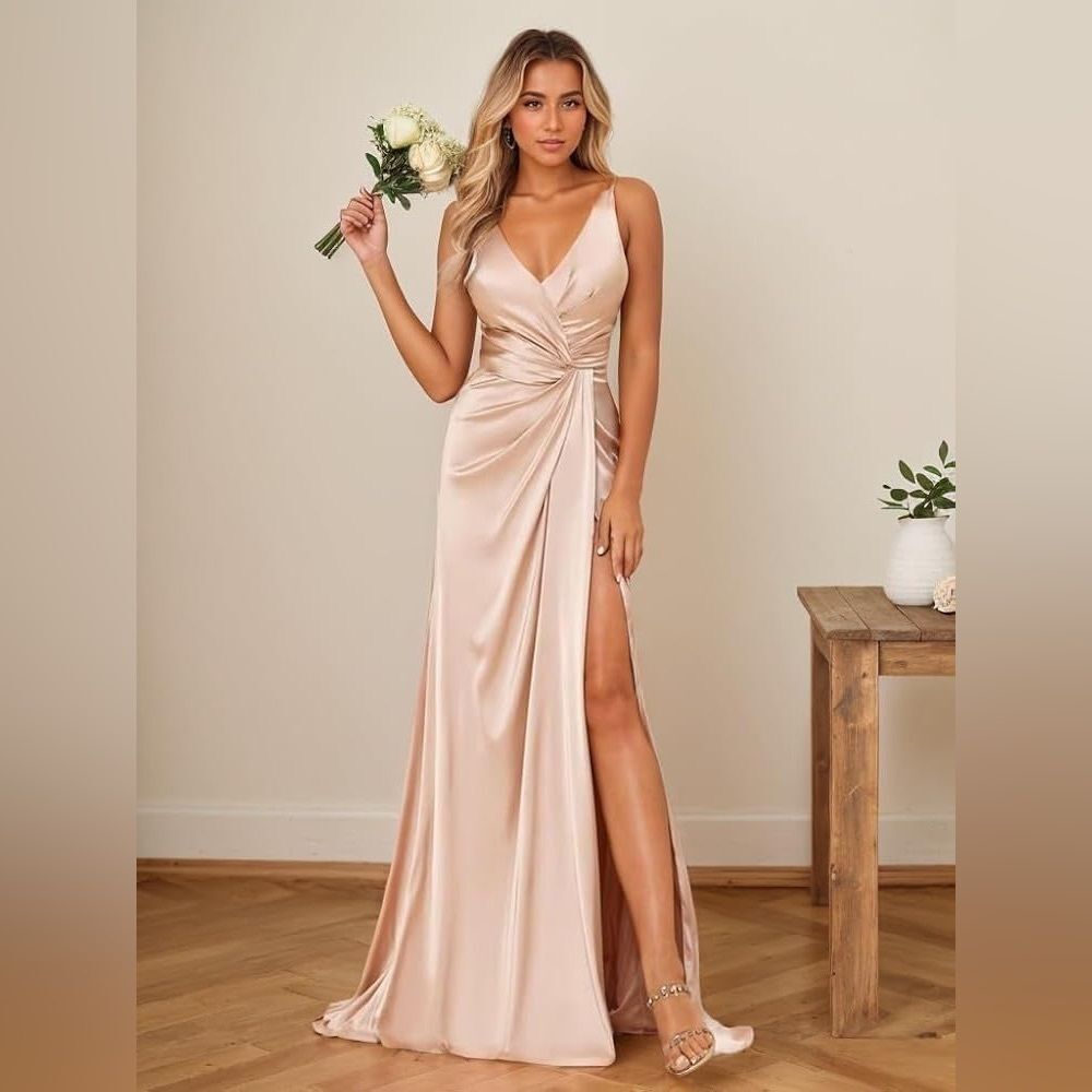 Galina Signature Collection champagne‎ color maxi dress size 18 NWT in packaging